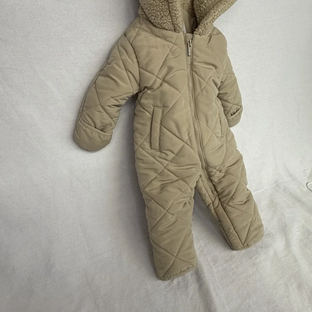 Carter's Baby Snowsuit Quilted Bear Ear Hooded Sherpa Lined Pram 6 Months